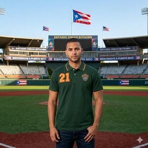 Robin Ruth Puerto Rico Roberto Clemente 21 Polo Shirt Charcoal Grey Mens L NEW